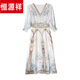 
Hengyuanxiang Temperament Chinese Style Silk Dress Summer New Printed Mulberry Silk Dress Women's Long Skirt V-neck Short Sleeve Picture Color 3888 L L-100-115Jin [Jin equals 0.5 kg] Suggestions