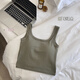 
New summer simple hot girl versatile wide shoulder girl pure cotton vest comfortable slim and breathable women's cotton underwear Green L (105-125Jin[Jin equals 0.5 kg])