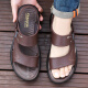 YRC Yierkang Sandalias de cuero para hombres nuevos zapatos de playa informales para hombres para conducir Sandalias sin deslizamiento Sandalias de carne Tendón de carne Suela Brown Y2601 Beach Shoes 44 (270 mm)