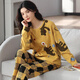 Spring and Autumn Pajamas for women pure cotton cute long-sleeved Korean loose student suit can be worn on the outside for summer, autumn and winter home clothes Emerald green GXT9928 M (recommended 75-95Jin [Jin equals 0.5 kg])