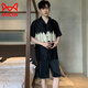 Catman (Miiow) Light Luxury New Men's Pajamas Summer Sensing Sensing Santing Silk Summer Youth Ropa para la ropa del hogar G854 L (altura aproximadamente 170, peso -130 Jin [Jin iguala 0.5 kg])