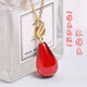 Fat Donglai's same style 2025 new beeswax pendant wine red blood amber drop-shaped clavicle chain women's silver necklace necklace chicken fat yellow beeswax drop + clavicle chain