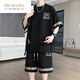 FR.YH.ZH凌越男装店2025夏季休闲运动套装男士百搭两件套 SI23黑色(YYW6195)ER5SI L(110-130斤)