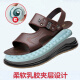 Spider King Sandalias Nuevas zapatillas de cuero de verano de verano para hombres Tendón de tendón de carne de res: zapatos de conducción de desgaste sin deslizamiento Brown Z2601 Caquero de cuero genuino.