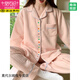 莫代尔秋冬款加厚三层空气夹棉睡衣女产后大码月子服纯棉哺乳喂奶衣 MS-6627黄色小爱心薄款套装 有胸 3XL