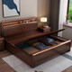 Zixi walnut solid wood bed 1.8 meters factory high box bedside storage with lights master bedroom thickened 2 meters double bed walnut single bed with night light/bull socket 1800*2000mm air pressure double extraction structure/full bed bed board