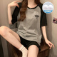 素芙露睡衣女夏季女款短袖带胸垫一体式家居服宽松大码休闲新款套装 12347 满铺小狗 带胸垫 带胸垫 M