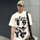 
7 high-quality short-sleeved T-shirts for men's summer new American retro casual pure cotton heavy couple trendy brand pure cotton loose top BSFS-1423 white 3XL