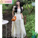 Nyckjk Prinzessin Kleid 2024 NEU NEUER Kurzärärmungs-Frühlingslicht-Hochzeitskleid-Design Feel Taille Hugging French Erst Liebe sanftes weißes Mondlicht Off-weißes Kleid kurzärmelige Eingröße L 110-120jin [Jin gleich 0,5 kg]