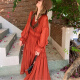 Delia's large size French retro deep V strapping dress waist lace long skirt long sleeves slim red tea skirt 3527 Loulan girls long skirt L big