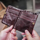 Master Lu Vintage Gemüse gebräuntes Kuhläppchen -Leder -Herren -Kurzerbietungsbrieftasche Neu einfaches Führerschein Brieftasche integrierter Brieftasche Tee Braune Top -Schicht Cowhide Leder