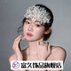 富久法式复古手工白色花瓣半花环额饰发箍发带新娘婚纱礼服跟妆头饰品 模特同款头饰