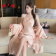 
Yalu summer pajamas for women in women's mulberry silk jacquard neckline suspender nightgown nightgown two-piece set high-end home clothes pure desire style S9901#Love Green M Recommended 80-100Jin [Jin equals 0.5 kg]