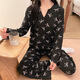 
S.SOFEA black long-sleeved pajamas two-piece set for female students in spring and autumn can wear home clothes for simple and casual three-piece set WX13803 black (with chest pad) 170 M (80-100Jin [Jin equals 0.5 kg])