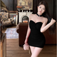 Dienis discothèque pure luxure bombasse sexy une épaule tube top robe pour les femmes été serré minceur jupe de hanche français court noir M