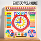 Shantoulin Village Montessori Kalender Uhr Unterricht AIDS Kinderwetter Kognition Board Datum Erkennungstabelle und Zeitpuzzlespielzeug 3 bis 6 Jahre altes Kalender Clock Board Englisch Board