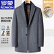 Lomon woolen coat for men's wool goose velvet jacket for autumn and winter high-end mid-length thickened warm and removable down liner Khaki L reference about 110-125