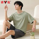 Yalu men's pajamas men's pure cotton summer thin short-sleeved cotton can be worn casual large-size boys' home clothing set 42M13601 4XL [Recommended weight 180-200 Jin [Jin equals 0.5 kg]]