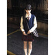 
Her style 2691 people collect original jk uniforms with long sleeves tops in college style wear V-neck sweater vest horse (long shirt + navy blue vest + black JK skirt + stripes 1 M 42