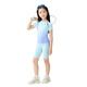 Amencl Kinderkleidung Kindersportanzug Sommer Schnelltrocknungskleidung 2025 Sommerkleidung Mädchen im Freien Training Anzug Cooles Gefühl 17152 Blau und grüner Gradienten [Schnelltrocknen und Schweißabsorption] 110 /120 [Empfohlene Höhe 105-125 cm]