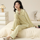Pure cotton couple's pajamas, summer long-sleeved trousers, cute home clothes for men and women, new cotton suit, air-conditioned room Z58301, women's model XL