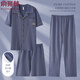 Yu Zhaolin Pajamas Summer de algodón puro de algodón puro set de tres piezas pantalones cortos de manga corta de algodón largo para casual