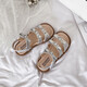 Girls Princess Sandals 2025 Summer New Children's Sandals Soft Sole Medium and Large Children's Open Toe Sandals Velcro Girls Silver Size 26 Inner Length Approximately 16.2cm