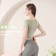Jun Kiss Yoga-Kleidung Frauen Kurzarm Top mit Brustpolster Sport Fitness Clothing Sinn Set schnell trockener Kleidung Pilates DX826 Matcha Green High-Intensity Shock SCORD S