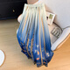 Han Qiumgs neuer chinesischer Stil verbesserter Hanfu Retro Retro Chinese Style Gedruckter ethnischer Stil Klassischer Rock Retro-Gradienten-Pferdegesichtsrock 12128 Blau gedruckter Pferdegesichtsrock m