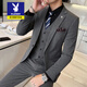 
Playboy suit suit men's three-piece Korean style slim business formal suit casual little suit groom best man wedding dress 719/black [two-piece suit + pants] 2XL Recommended 135-145Jin [Jin equals 0.5 kg]
