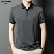 
Lilang 2025 new men's short-sleeved T-shirt summer ice silk lapel top middle-aged and young business casual POLO shirt brown 13573 one size m 165