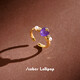 Amber Lollipop Amethyst Ring Women's Pearl Open Index Finger Ring Tail Ring Anniversary Birthday Gift for Girlfriend and Wife Purple (Venus Series)