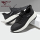 Siete lobos zapatos para hombres de hombres, zapatos casuales transpirables y a prueba de olores, zapatos para caminar para hombres, nuevos zapatos deportivos de cordón, suaves zapatos de suela negros 9922 42