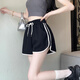 Miao Yijia Sports Shorts Women's Summer 2025 New Outerwear Black Casual Shorts Girls Big Pants High Waist Slim Versatile American Casual Simple Sports Shorts Gray One Size Recommended 120Jin Jin is equal to within 0.5kg