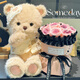 Yunya's birthday gift hug bear little doll simulated bouquet plush doll toy dolls gifts for girls friends Good night bear + 11 black plum sauce + gift box + lamp