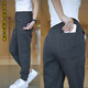 Chang Luzhu autumn casual pants men's loose foot ties sports Harun work trousers casual style 689 gray plush XL