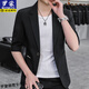 ROMON Summer Thin Small Suit Jacket Men's Trendy Brand Clipart Slim and Stylish Top New Hair Stylist Mid-Sleeve Suit 7219 Mika Color Thin 2XL One Size 2XL (Suggested 135-150Jin [Jin equals 0.5 kg])