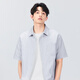 Miniso short-sleeved shirt men's summer Oxford striped shirt men's clothes casual lapel half-sleeved Z blue and white M