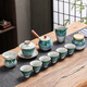 Hongyunxiang high-end 2025 new Ge Kiln hand-painted Kung Fu tea set light luxury high-end household teacup gift box Ge Kiln lotus leaf covered bowl () gift box 10 pieces