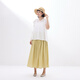 无印良品（MUJI）女式 强捻抽褶裙 长半身裙女夏季款裙子25年新品女装纯棉BE1VCC5S 黄色 M (160/66A)