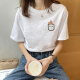 慧奴比白色宽松正肩竹节棉T恤女短袖2025夏季新款小个子半袖体恤上衣潮 6210白色 S 均码