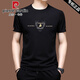 Pierre cardin high-end short-sleeved T-shirt for men ice silk half-sleeved summer sweatshirt mercerated cotton embroidered loose middle-aged top fashion [Father's Day gift] X733 black M 165 [recommended 100-120 Jin [Jin equals 0.5 kg]]