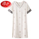 Langsha 2025 Vestido de pijamas de manga corta de verano de camisón 2025 para mujeres de verano para mujeres Silk Silk Sild Summer Cómoda Vestido de gran tamaño M9923 [almohadilla corta/sin pecho] M [90-110Jin [Jin equivale a 0.5 kg]]]