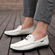 YRC Yierkang men's shoes summer casual leather shoes men's British foot breathable lazy shoes white bean shoes Y5008 yellow 39 [standard leather shoe size]