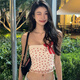 Chuangjingyi chooses hot girl love printed tube top, sexy strapless design, short vest for women, white M