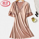 Langsha (Langsha) sexy Pyjama für Frauen, Seideneissensen-Nachthemd für Frauen, Sommerspitze Korean kurzärmelige Kleidung, Hauskleidung, großer Pyjamas für Frauen, ausgestaute Ärmel, dunkelgrau 1098 Modelle M 80-Jin [Jin gleich 0,5 kg]