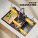 Évier de cuisine japonais Toso Grand réservoir de réservoir Single Basin bassin intégré Antibactérien Antibactérien fait à la main 304 Tableau en acier inoxydable supérieur Pisc de milieu et inférieur Black 4.0 Scolaris