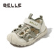 Belle Kinderschuhe Jungen Sports Sandalen Sommer neue modische atmungsaktive Mesh Schuhe Strandschuhe Mädchen Zehen Sandalen Beige 28 Fuß Länge 17.2-17,8 cm