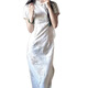 Bunte Edelstein Sommer Cheongsam White Kleid mädchenhafter nationaler Stil 846 Meter Weißgrün Anhänger L.