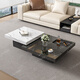 Pupan Italien minimaliste rock rock table basse Luxury Luxury Modern Simple salon marbre Petit appartement carré haut et basse combinaison 80 * 80 * 45 petite table basse +12 0 * 120 * 3519 Décoration entière